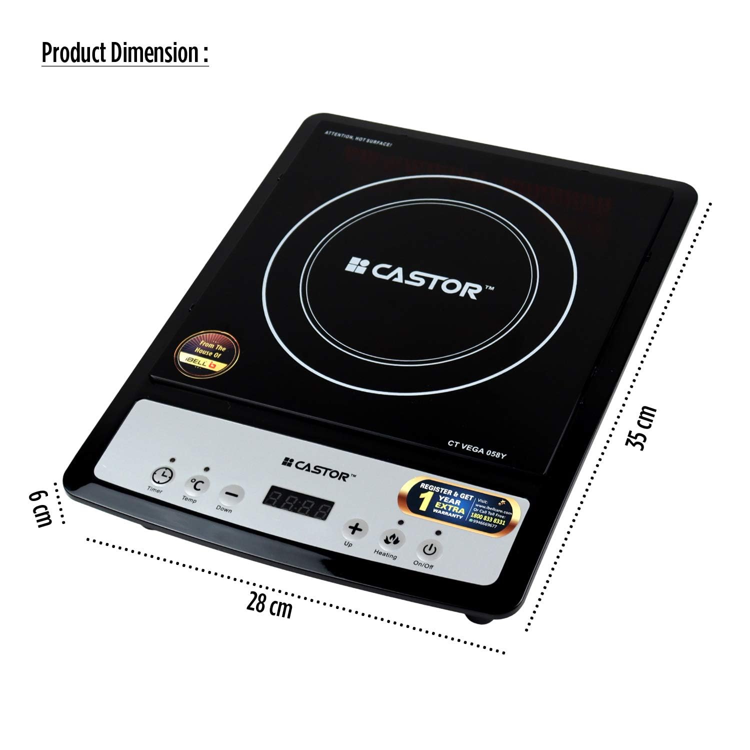 Castor VEGA Induction Cooktop 2000W